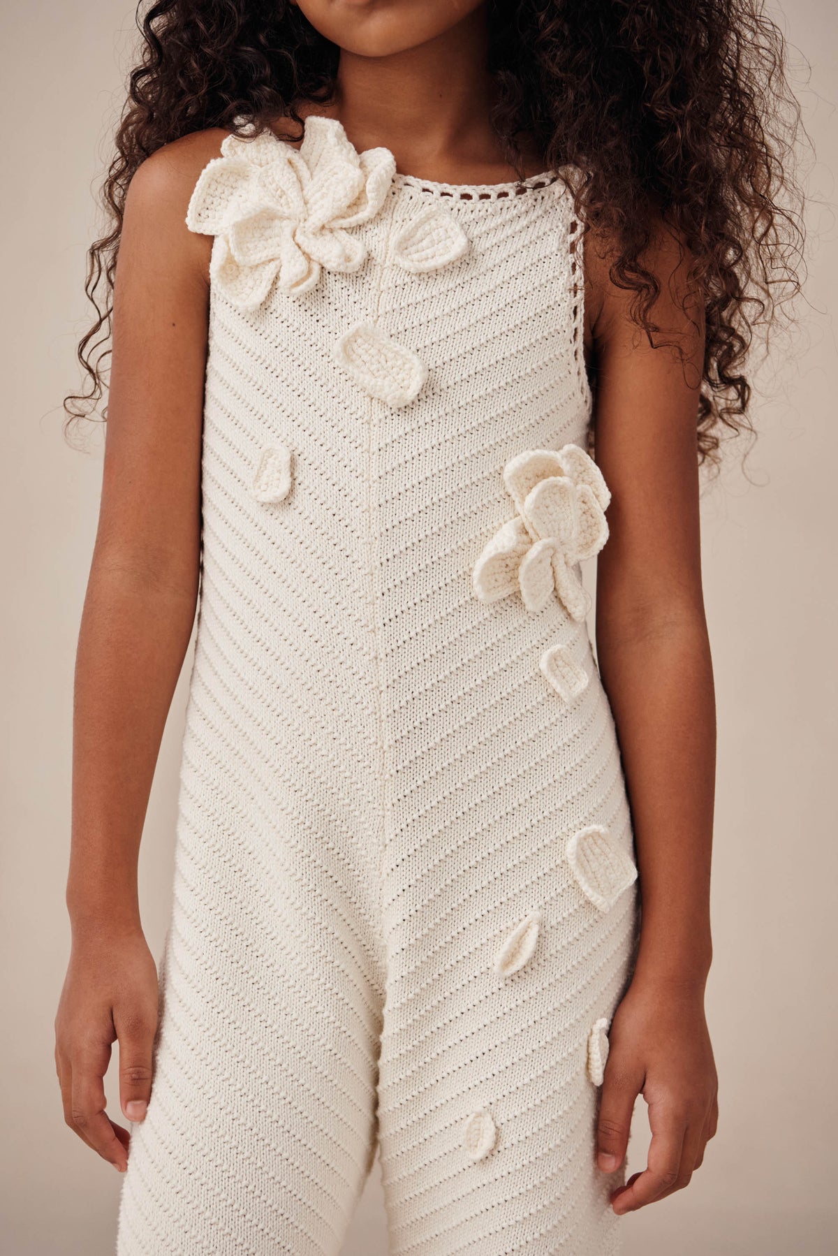 KIDS CHRYSANTHEMUM JUMPSUIT - OFF WHITE
