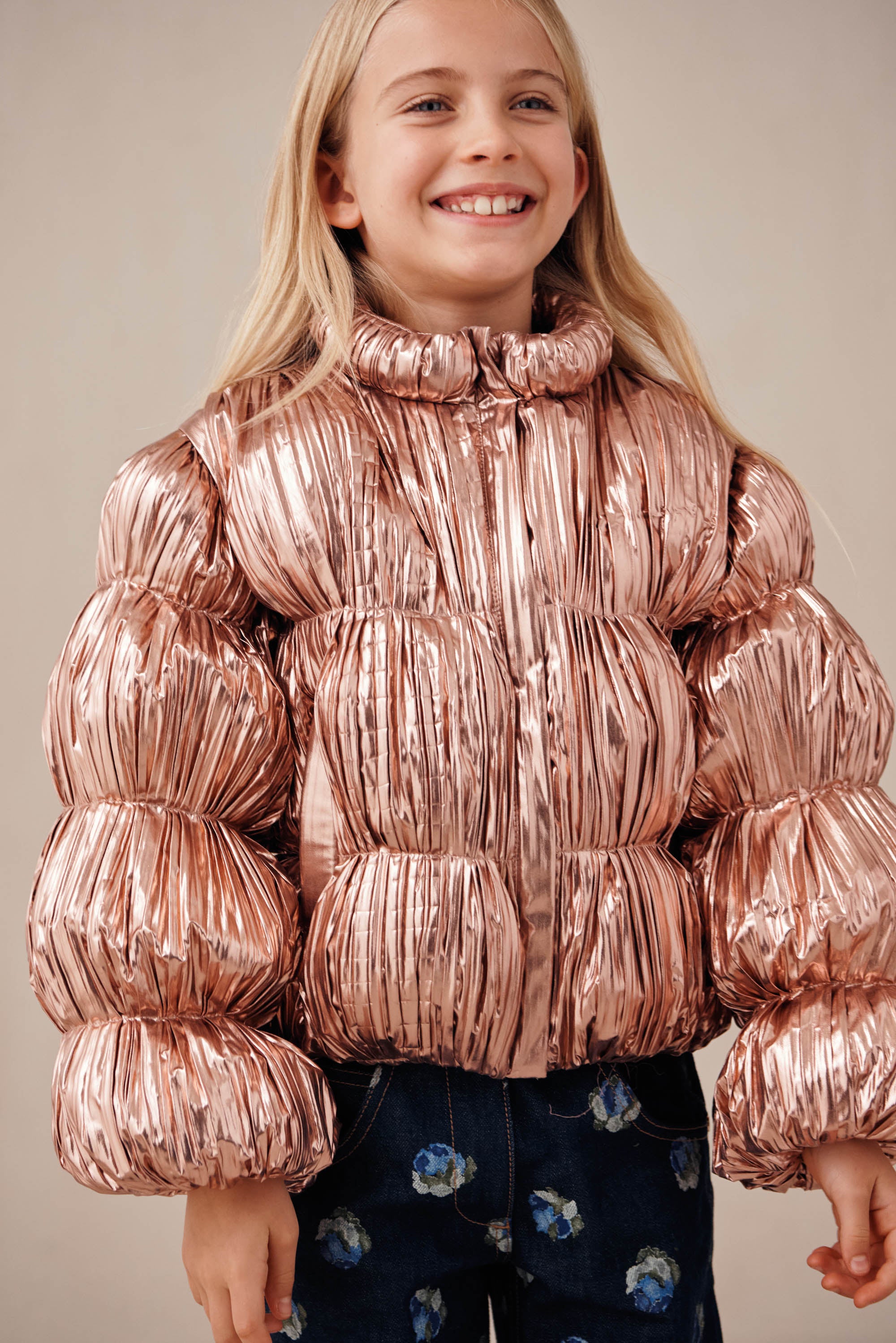 KIDS FRANNIE CONVERTIBLE JACKET - PETAL METALLIC