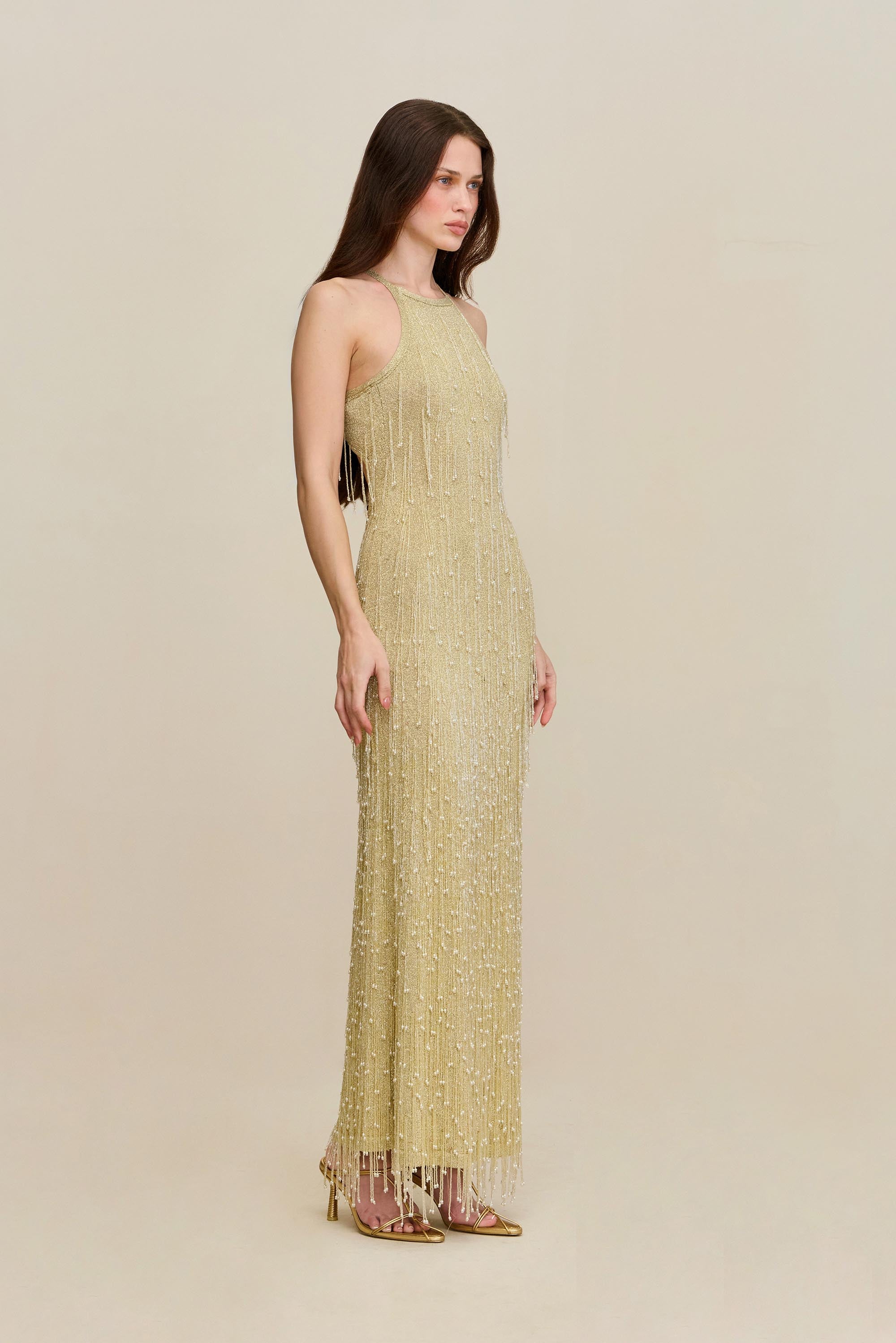 ZION KNIT GOWN - LIGHT GOLD