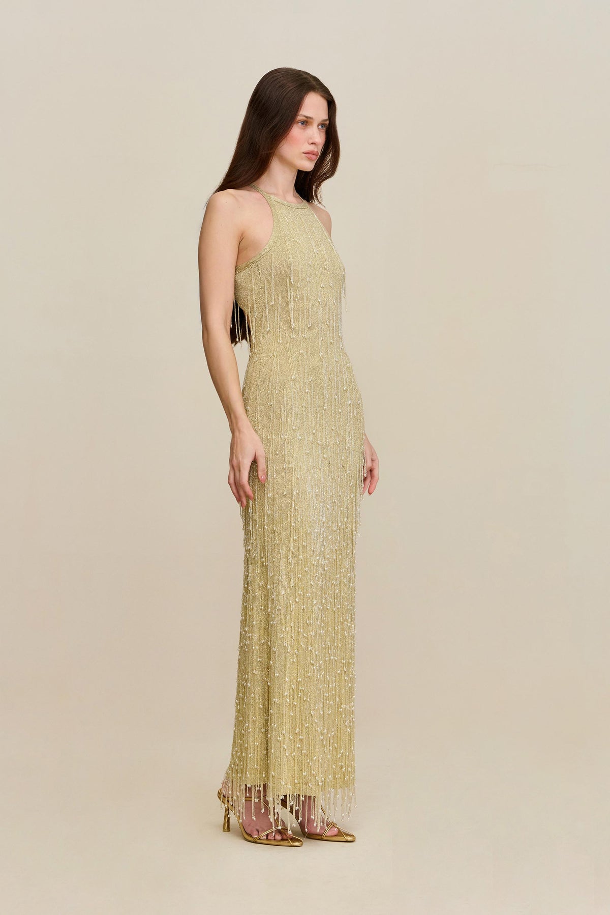ZION KNIT GOWN - LIGHT GOLD