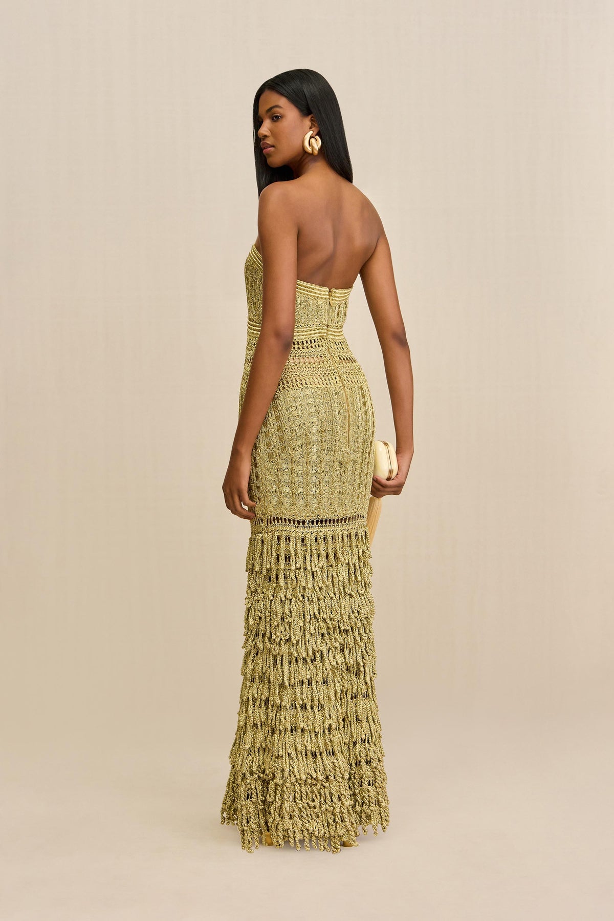 MORGAN CROCHET GOWN - GOLD