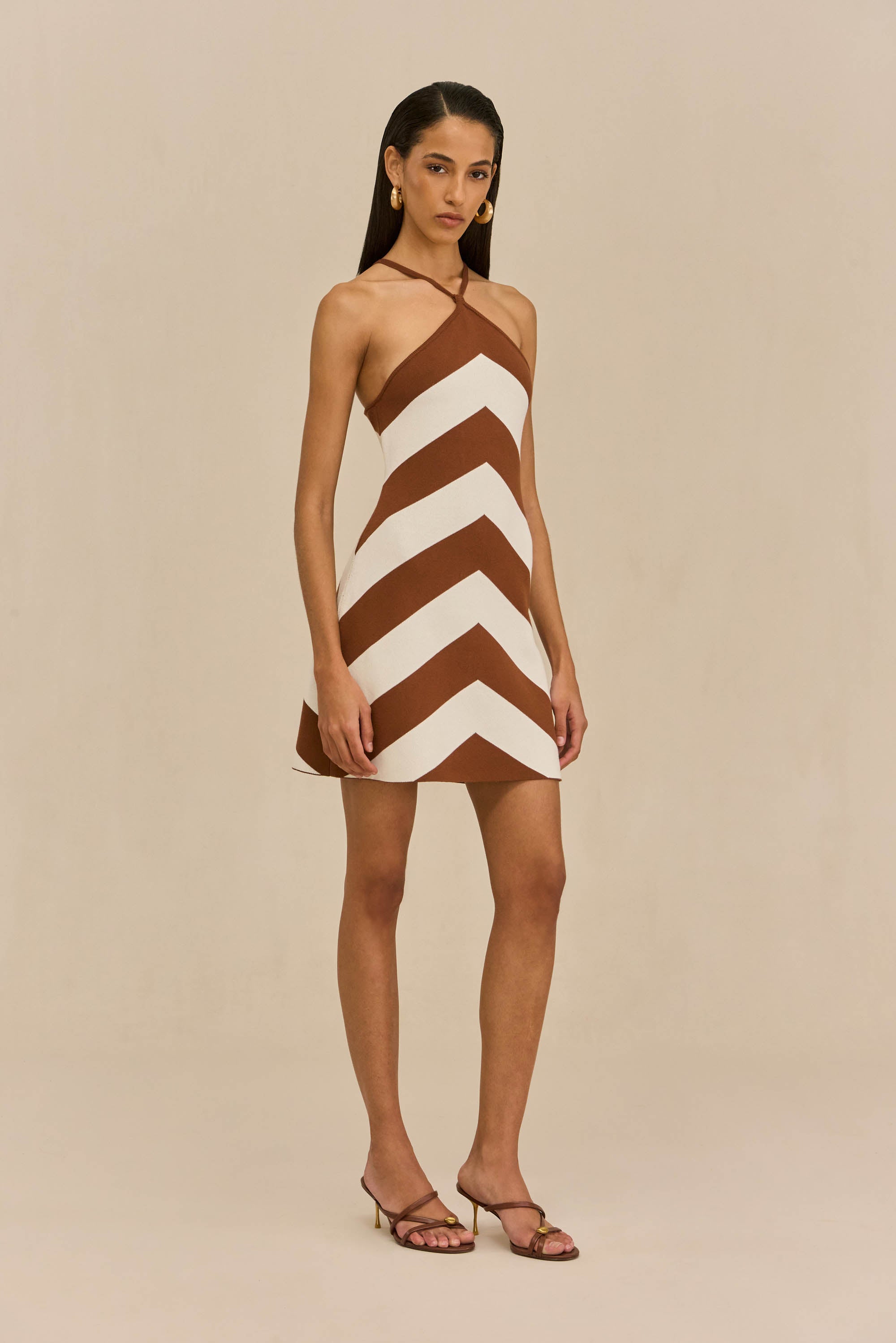 NELSON KNIT DRESS - LARGE SADDLE STRIPE