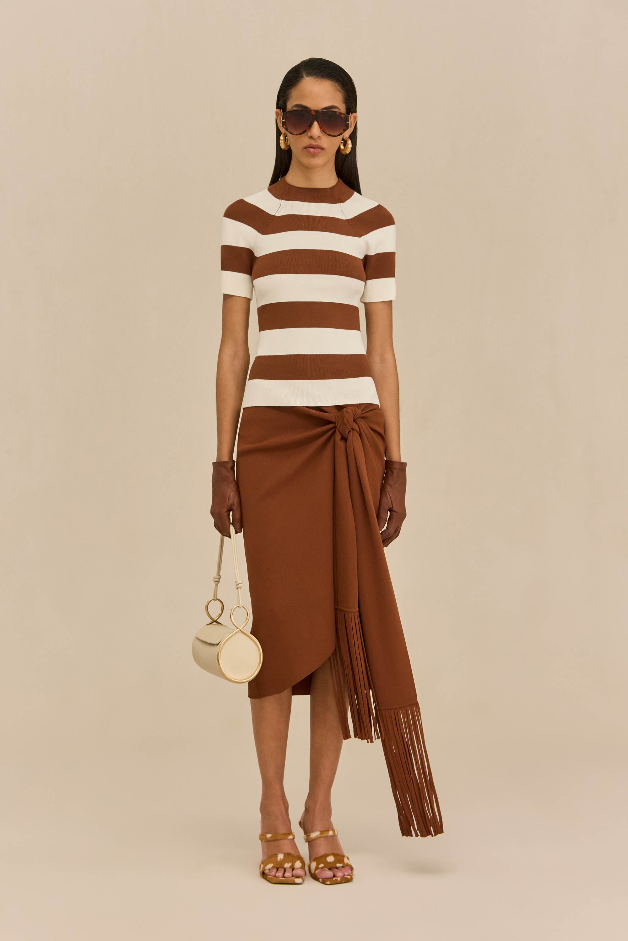 OLYA KNIT TOP - LARGE SADDLE STRIPE