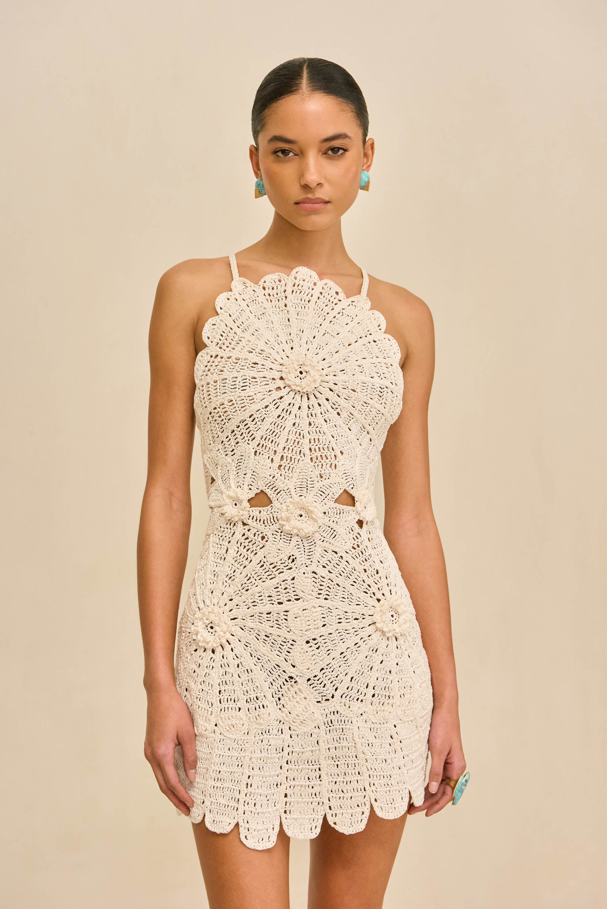 SAMELIA CROCHET DRESS - OFF WHITE