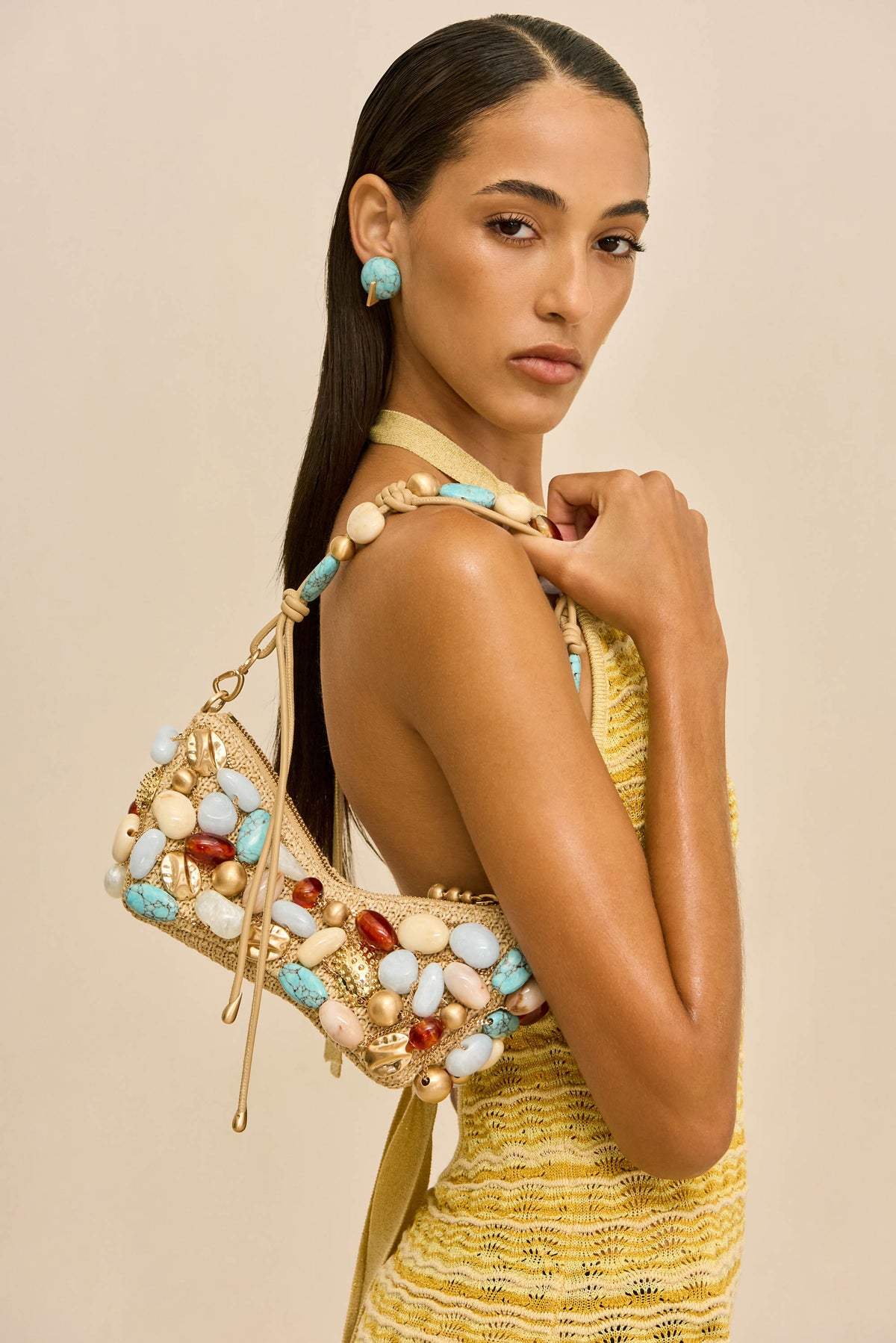 MERCIER MINI SHOULDER BAG - IBIZA TURQUOISE BAUBLE MULTI