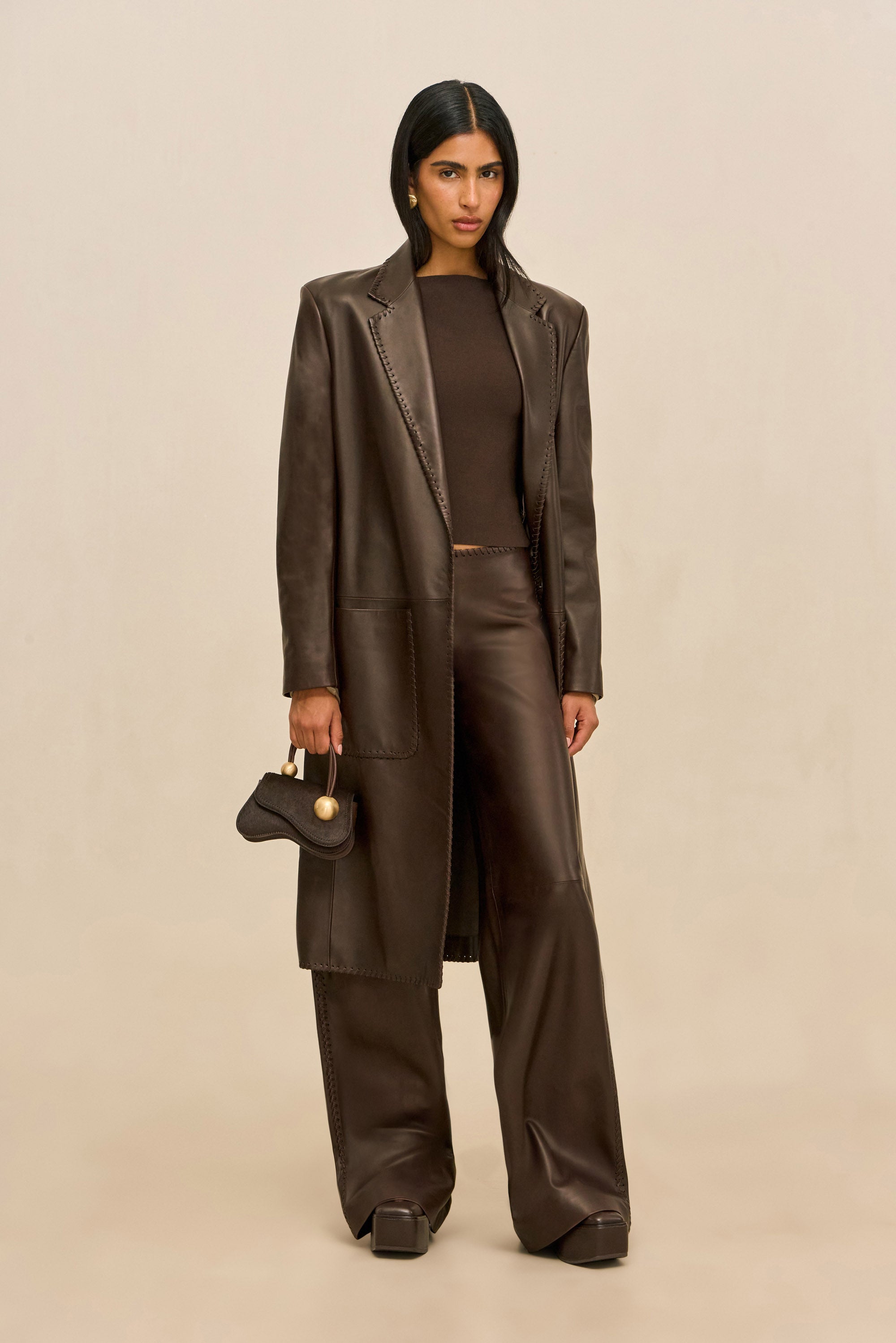 ELI LEATHER COAT - WREN