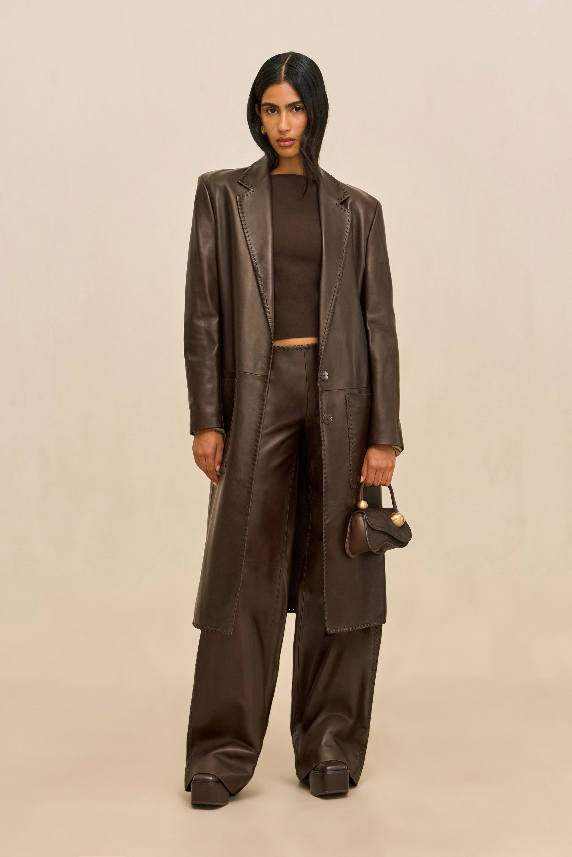 ELI LEATHER COAT - WREN