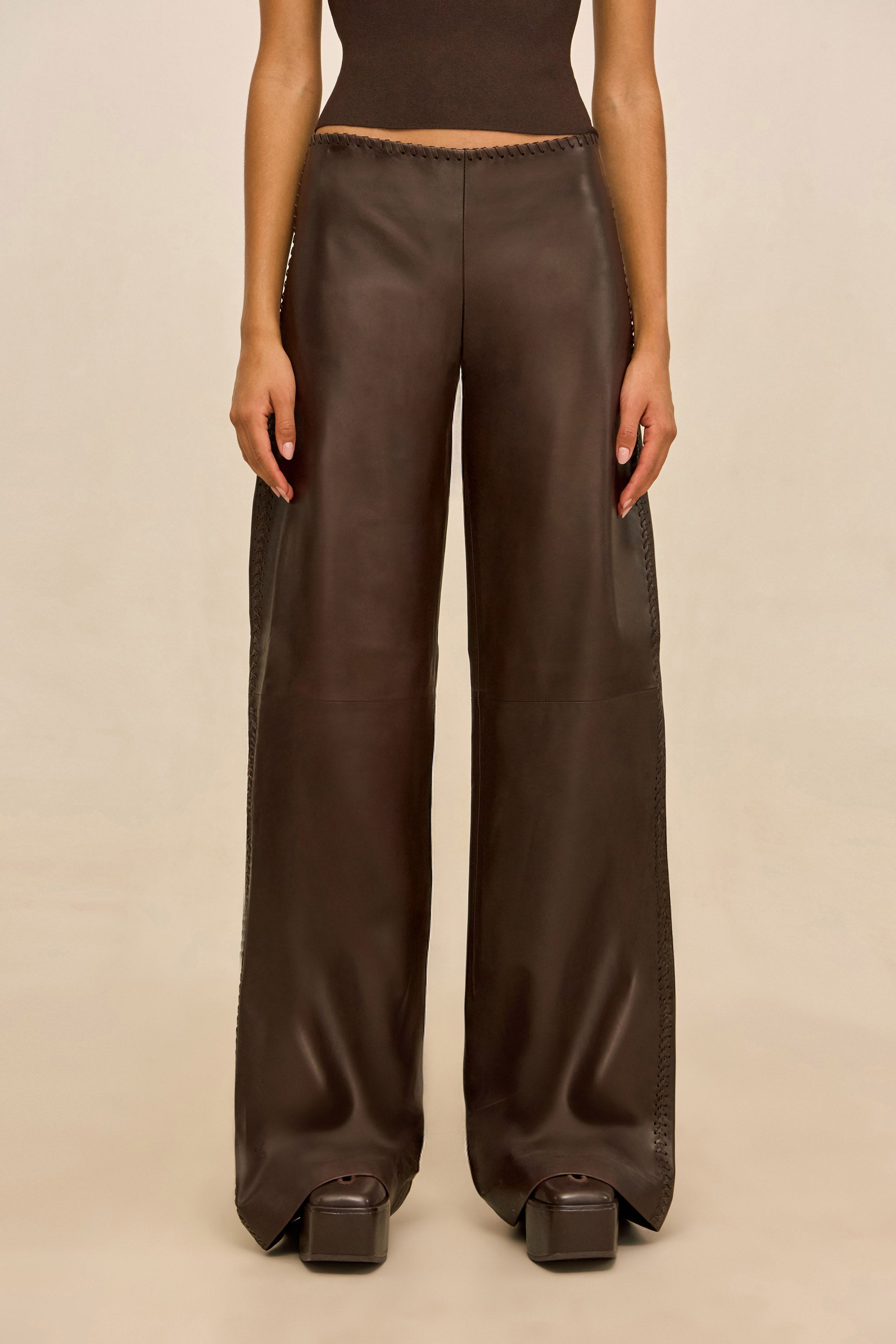 RHENEA LEATHER PANT - WREN
