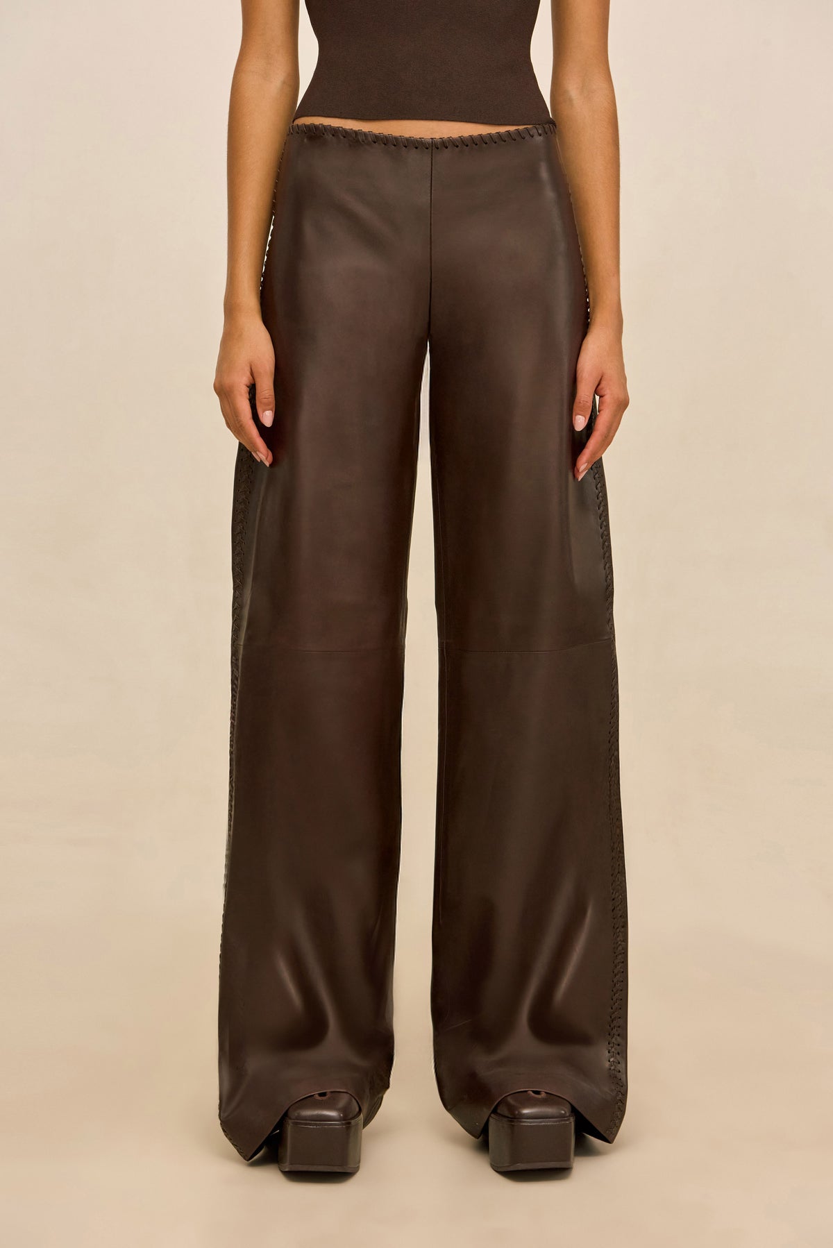 RHENEA LEATHER PANT - WREN