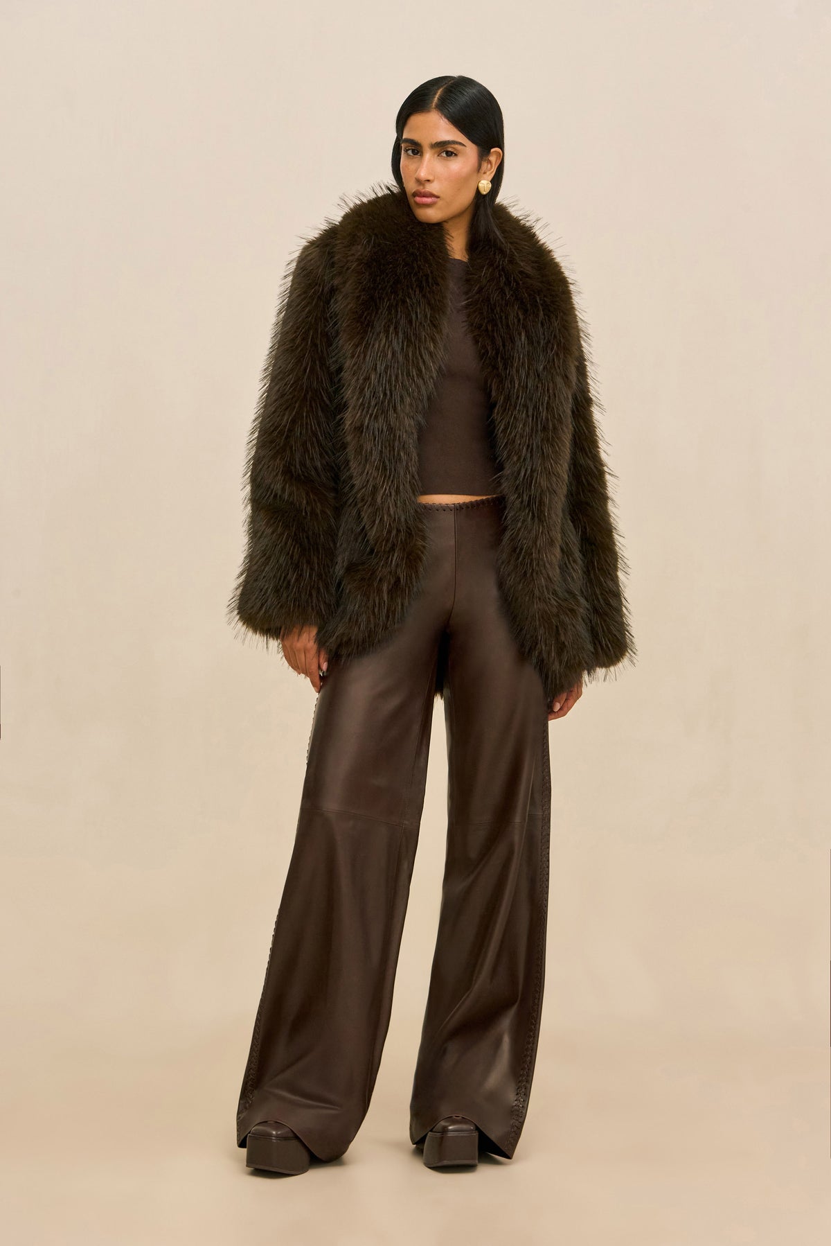 RHENEA LEATHER PANT - WREN