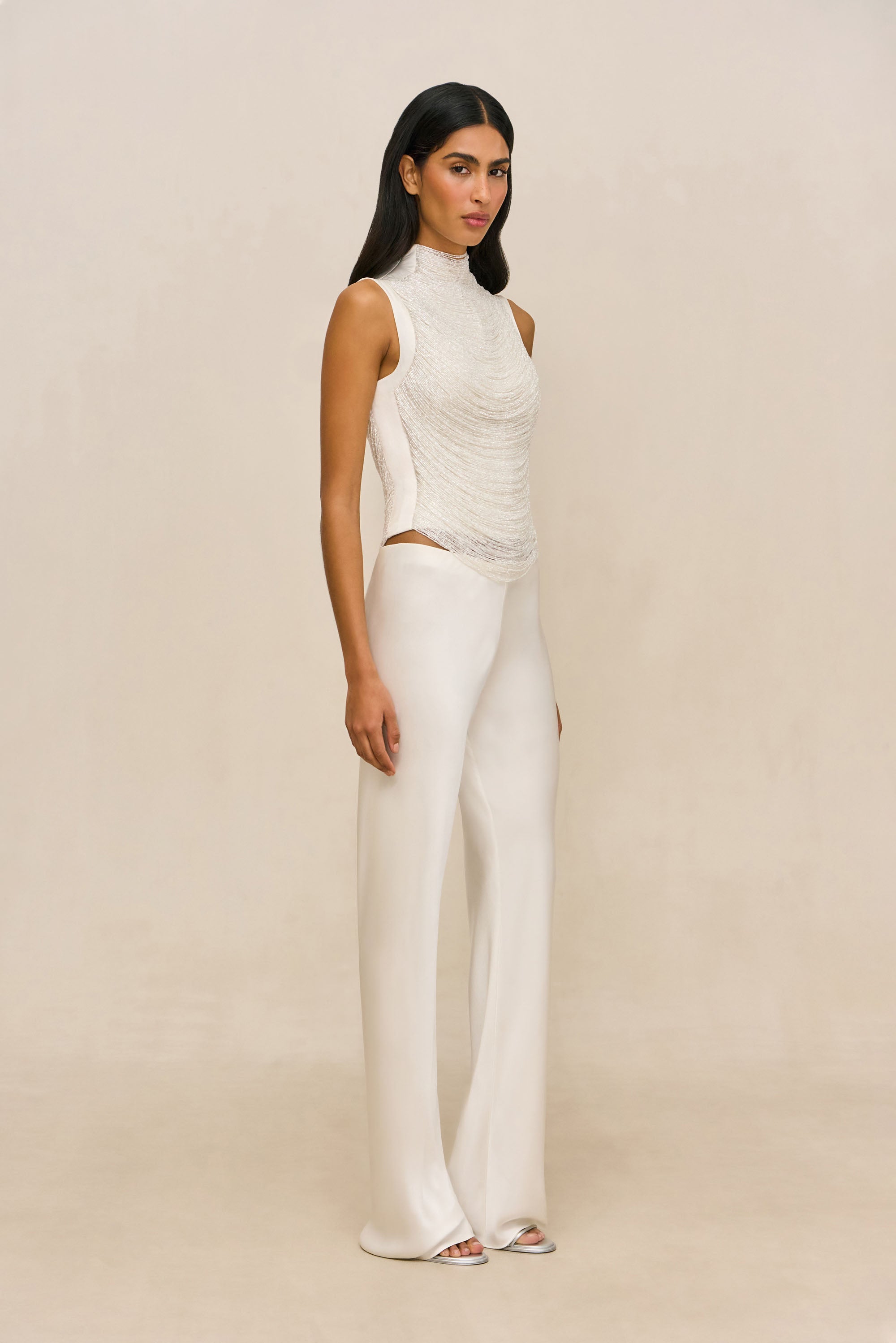 SARA SILK PANT - OFF WHITE