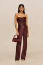 SARA SILK PANT - BORDEAUX