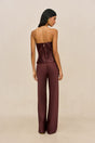 SARA SILK PANT - BORDEAUX