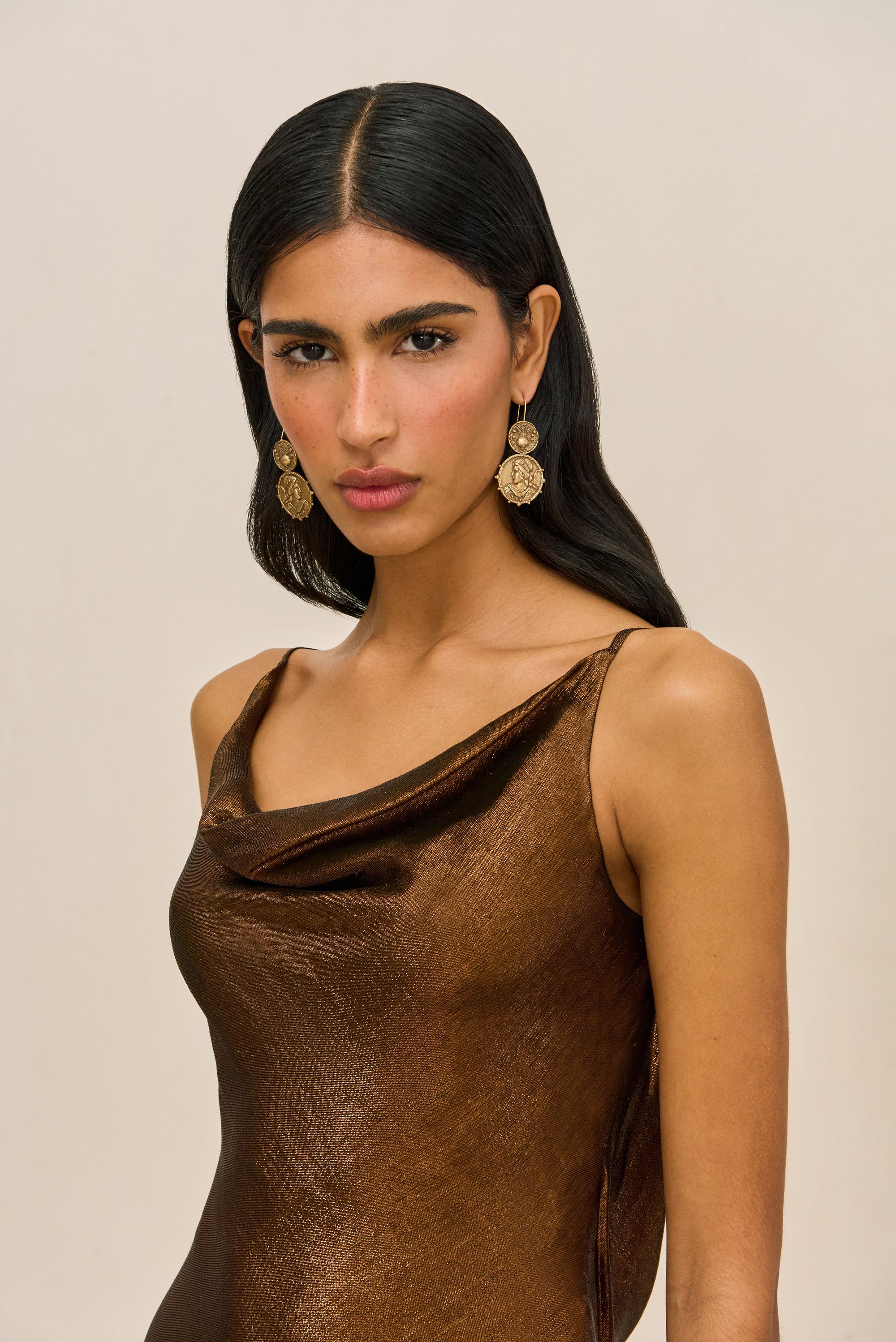 AURUM MIDI DRESS - SEPIA