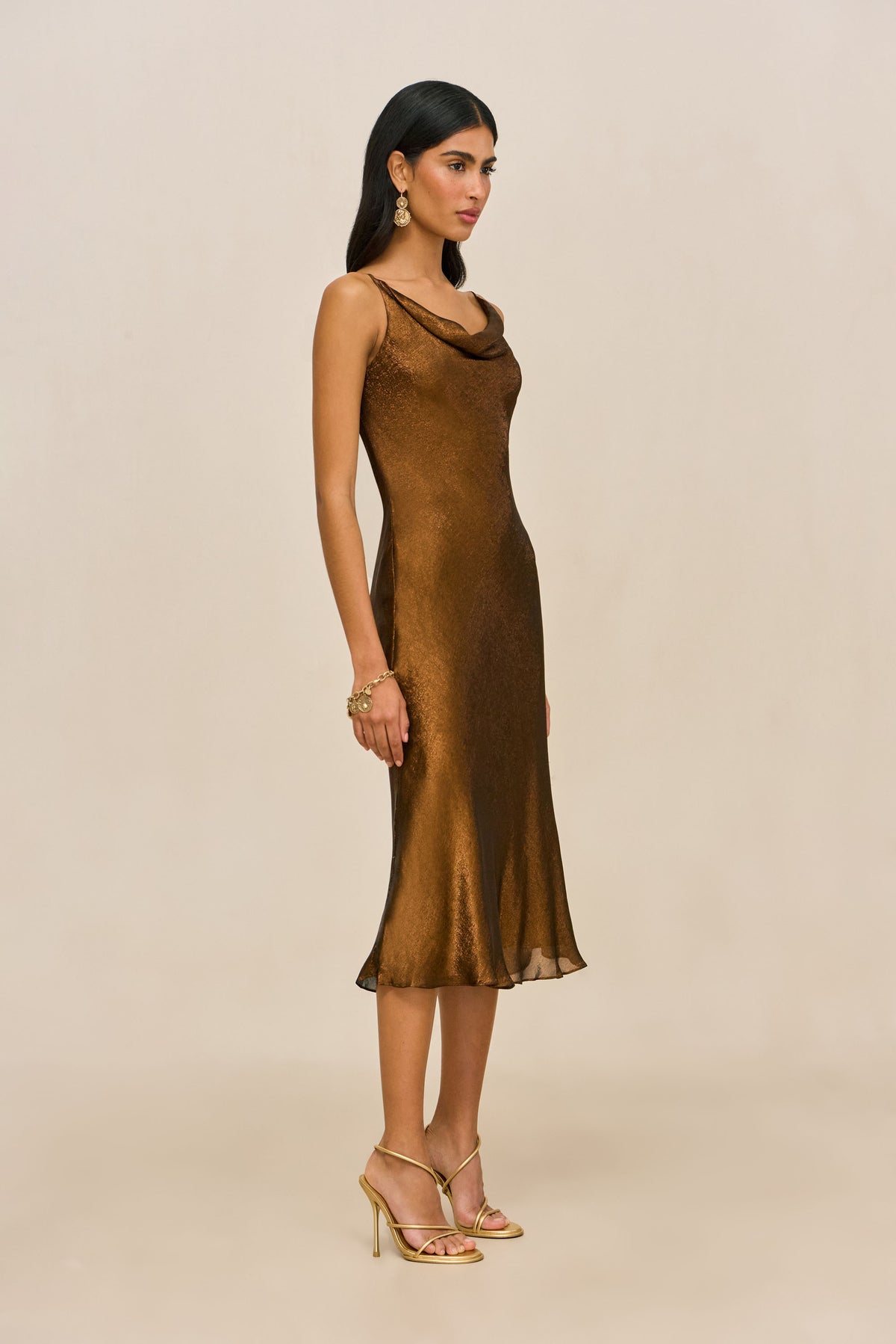 AURUM MIDI DRESS - SEPIA