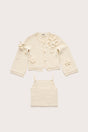 KIDS DAHLIE CARDIGAN SET  - OFF WHITE