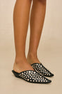 JASMIN STUDDED BABOUCHE MULE - BLACK